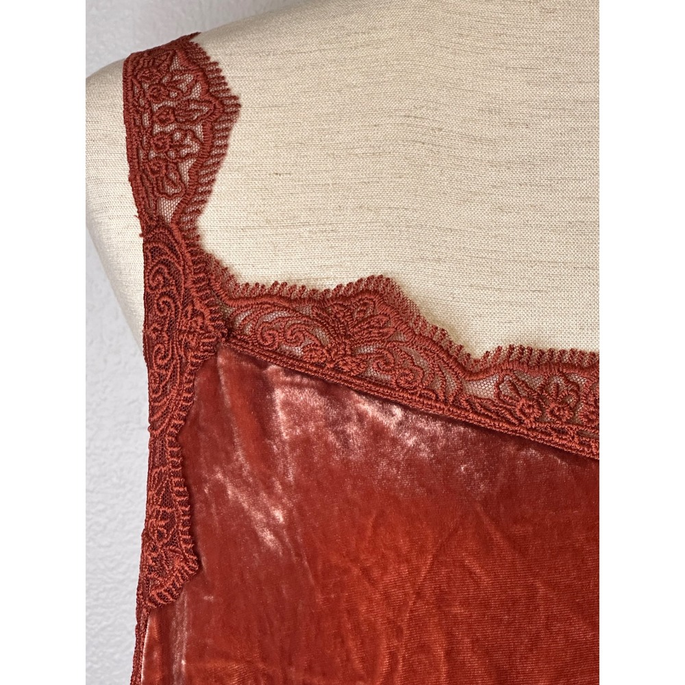 Sundance Hadley Velvet Silk Blend Lace Trim Camisole Top Rust Orange XL Boho - Picture 3 of 8